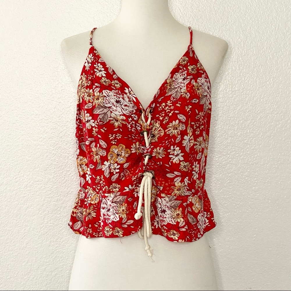Red Floral Print Blouse